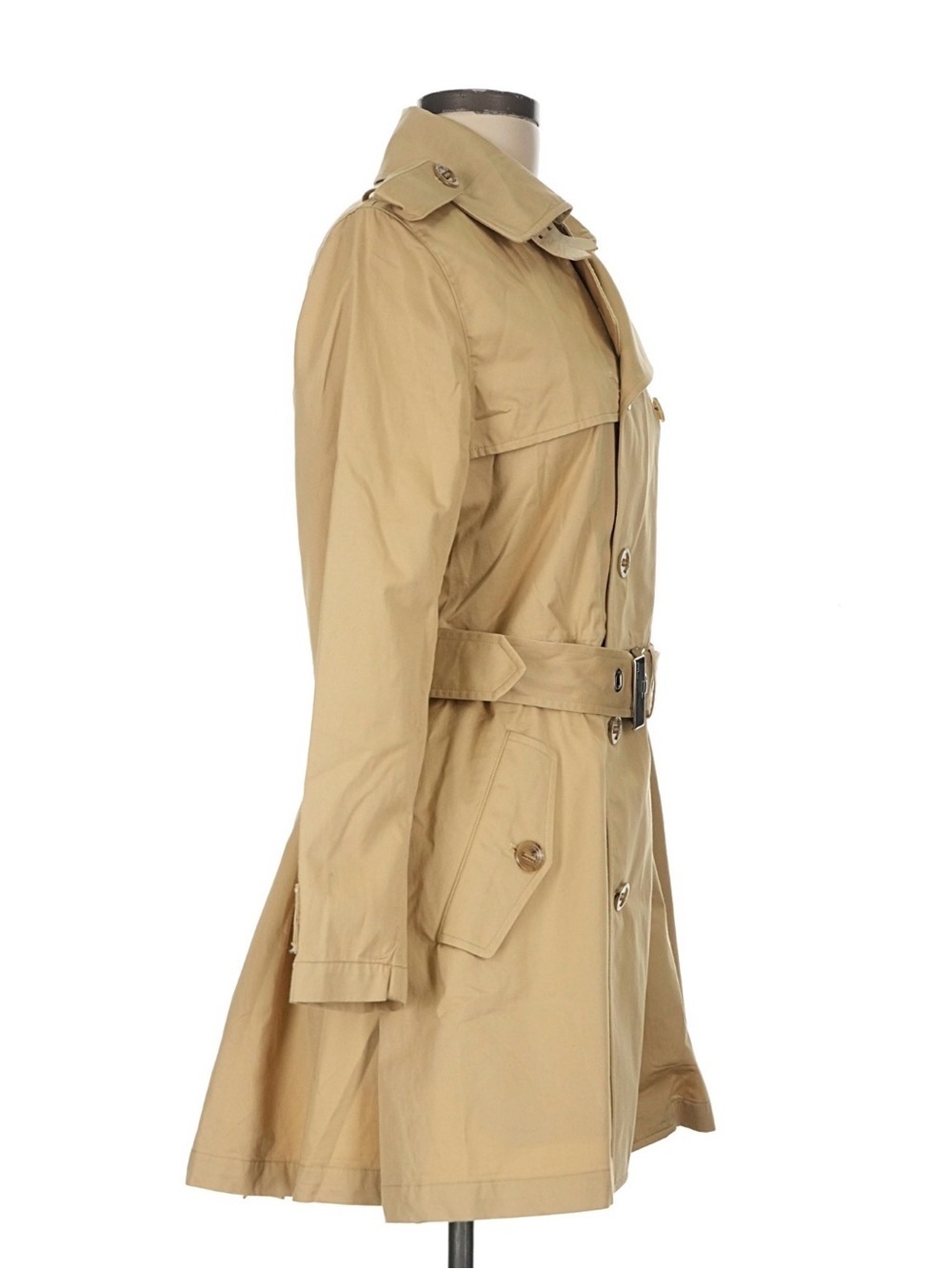Ralph Lauren Black Label Double Breasted Trench Coat 8 Belted Buckle Tan Khaki - Picture 5 of 6